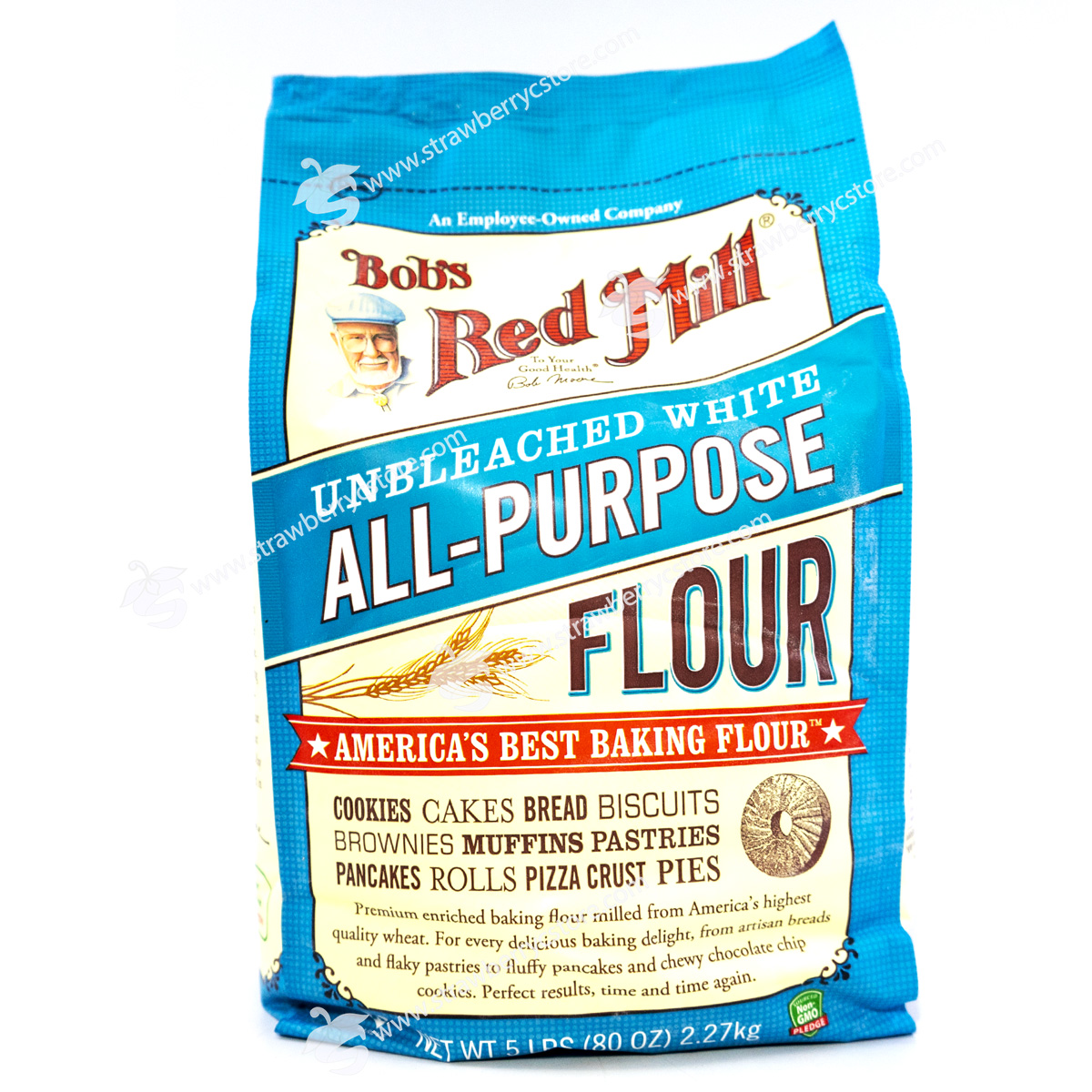 Bột Mì Đa Dụng Không Tẩy Trắng, Không Biến Đổi Gen Bob's Red Mill Unbleached All Purpose White Flour, Gói 2.27 Kg (80 Oz.) 5 Lb. 0