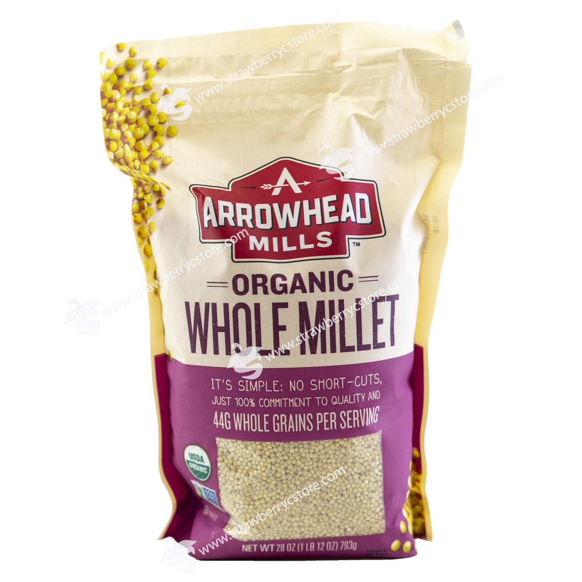Hạt Kê Hữu Cơ Arrowhead Mills Organic Whole Millet, Gói Gói 793g (1 Lb. 12 Oz.) 28 Oz. 0