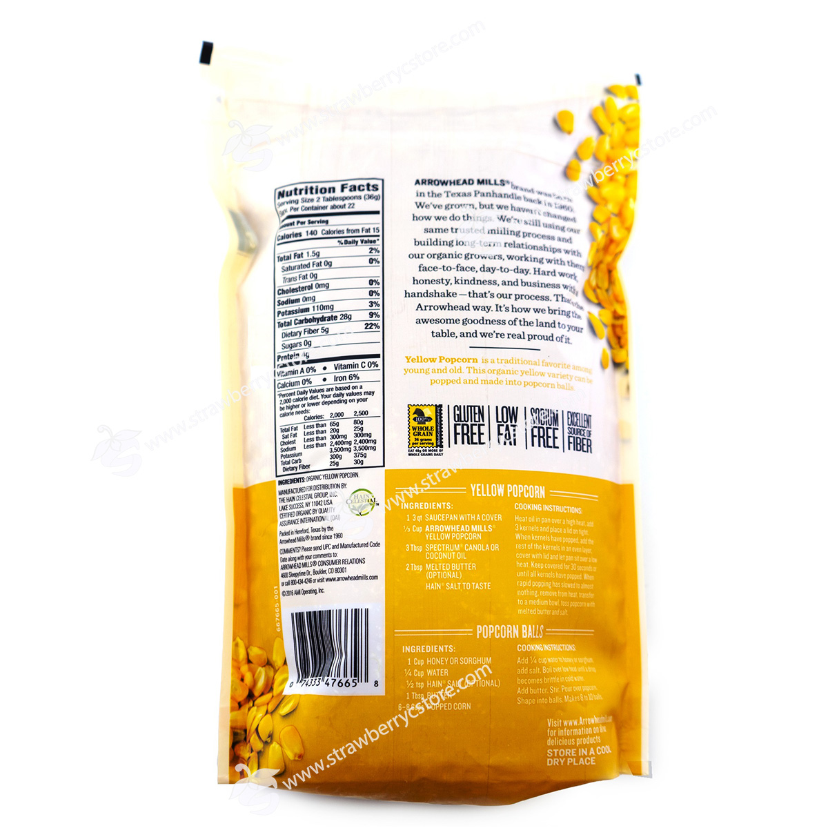Hạt Bỏng Ngô (Bắp Rang) Vàng Hữu Cơ Arrowhead Mills Organic Yellow Popcorn, Gói 793g (1 Lb. 12 Oz.) 28 Oz. 1