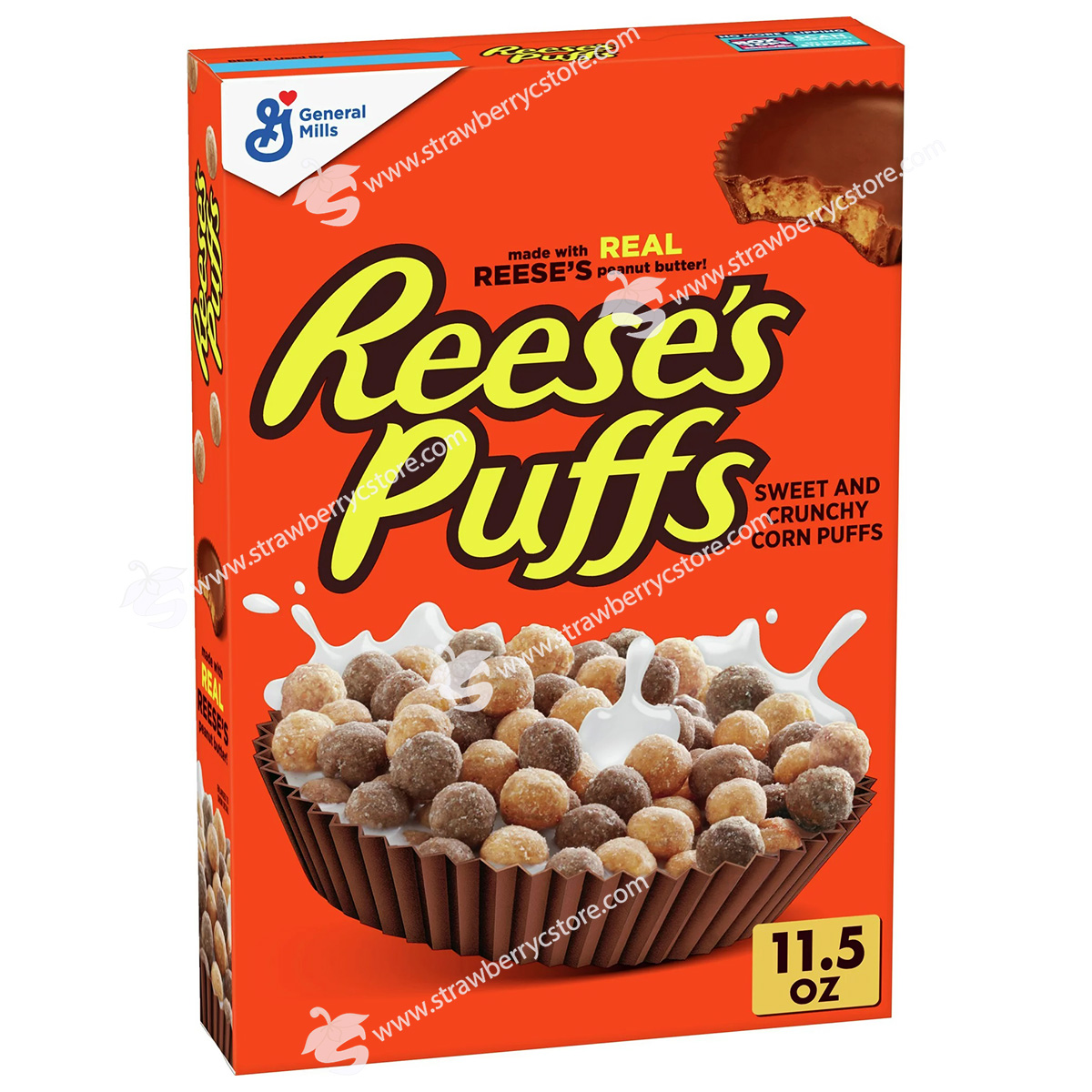 Ngũ Cốc Ăn Sáng Socola Đậu Phộng General Mills Reese'S Puffs Chocolate  Peanut Butter Cereal, Kids Breakfast Cereal Made With Whole Grain Corn, Hộp  326G (11.5 Oz.) - Strawberry C-Store