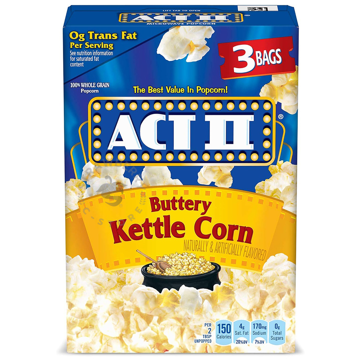 Bắp (Ngô) Nổ Lò Vi Sóng ACT II Buttery Kettle Corn Microwave Popcorn, Hộp 3 Túi 78g (2.75 Oz.), 234g (8.25 Oz.)